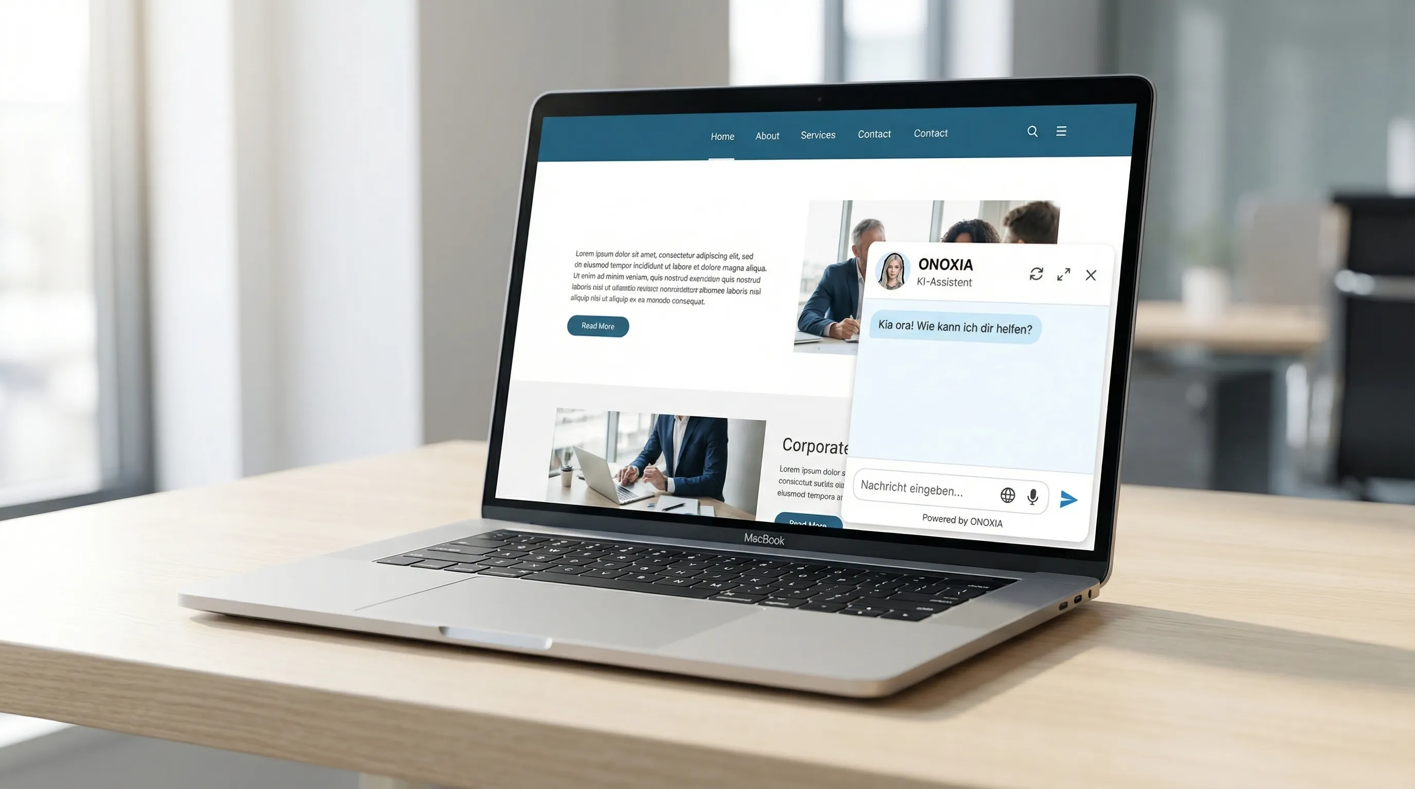 ONOXIA KI-Chatbot auf einer Website